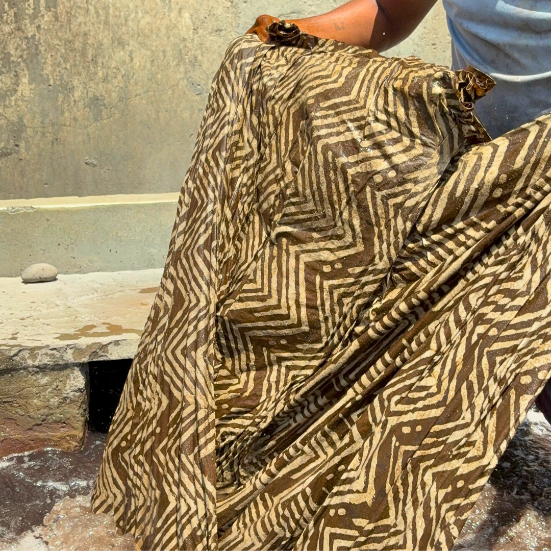 Cotton Velvet Reverse Dabu Print - Ochre Creek