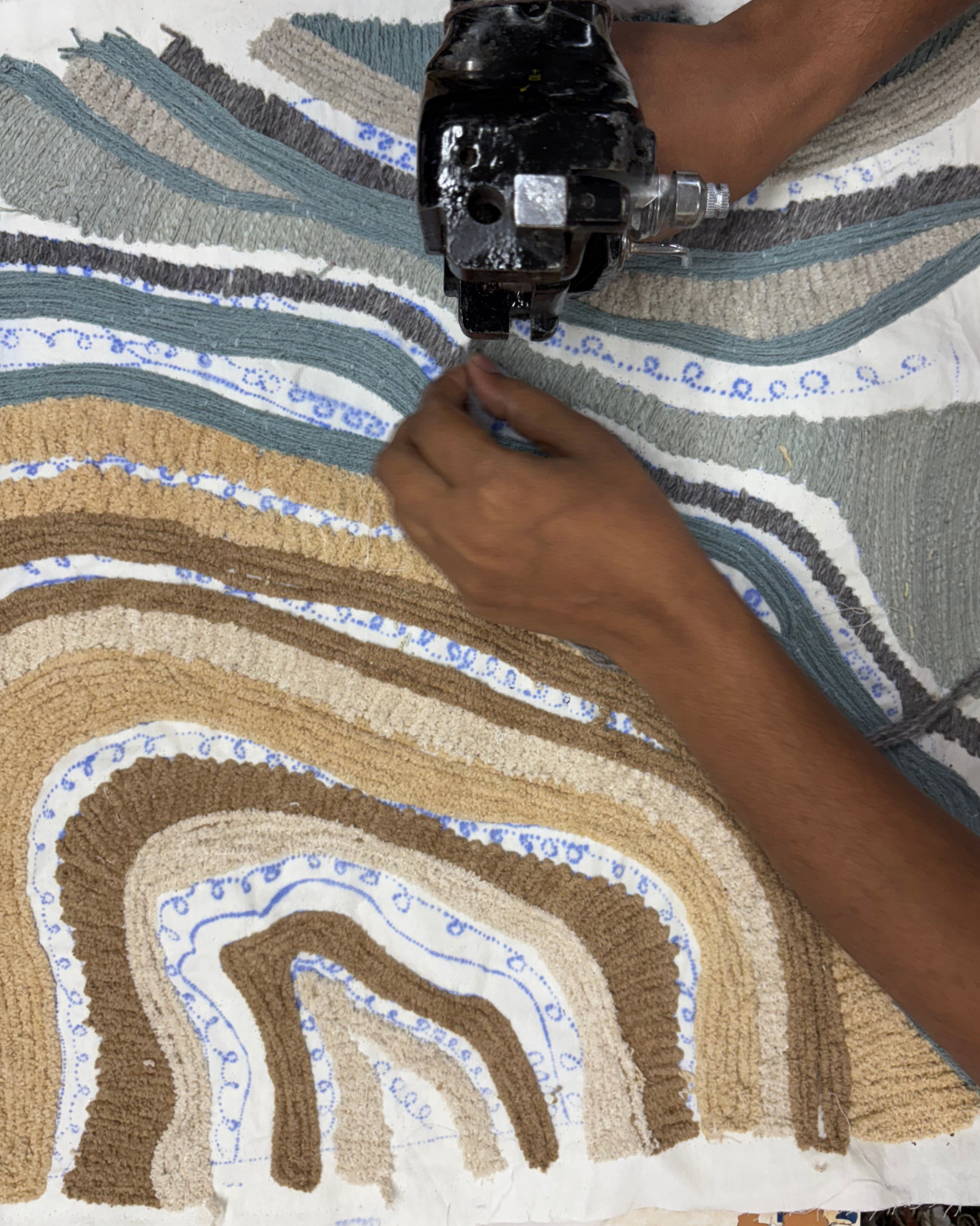 Sandstone - Chenille Embroidered Cushion Cover on Cotton