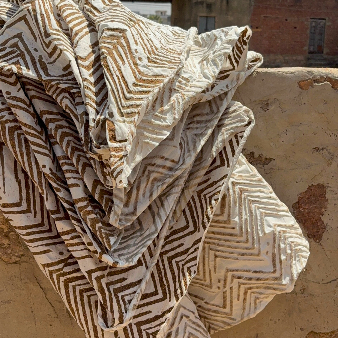 Cotton Velvet Dabu Kimono - Eucalypt Mallee