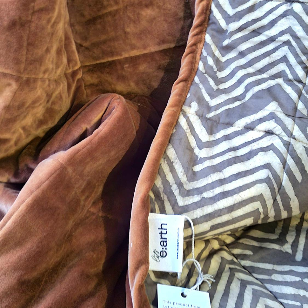 Cotton Velvet Reverse Dabu Print - Ochre Creek