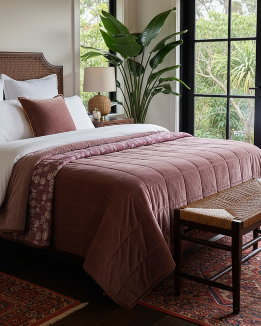 Cotton Velvet Reverse Dabu Print - Sand Drift