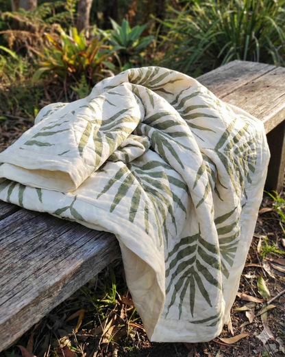 Organic Cotton Throw Blanket - Bangalow Palm Eucalyptus