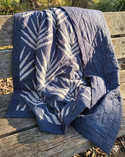 Organic Cotton Throw Blanket - Bangalow Palm Slate