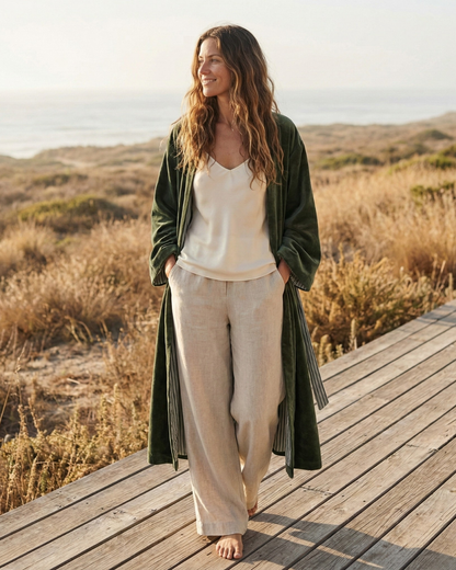 Eucalypt Mallee Boutique | Velvet Kimono Coat Reverse Cotton
