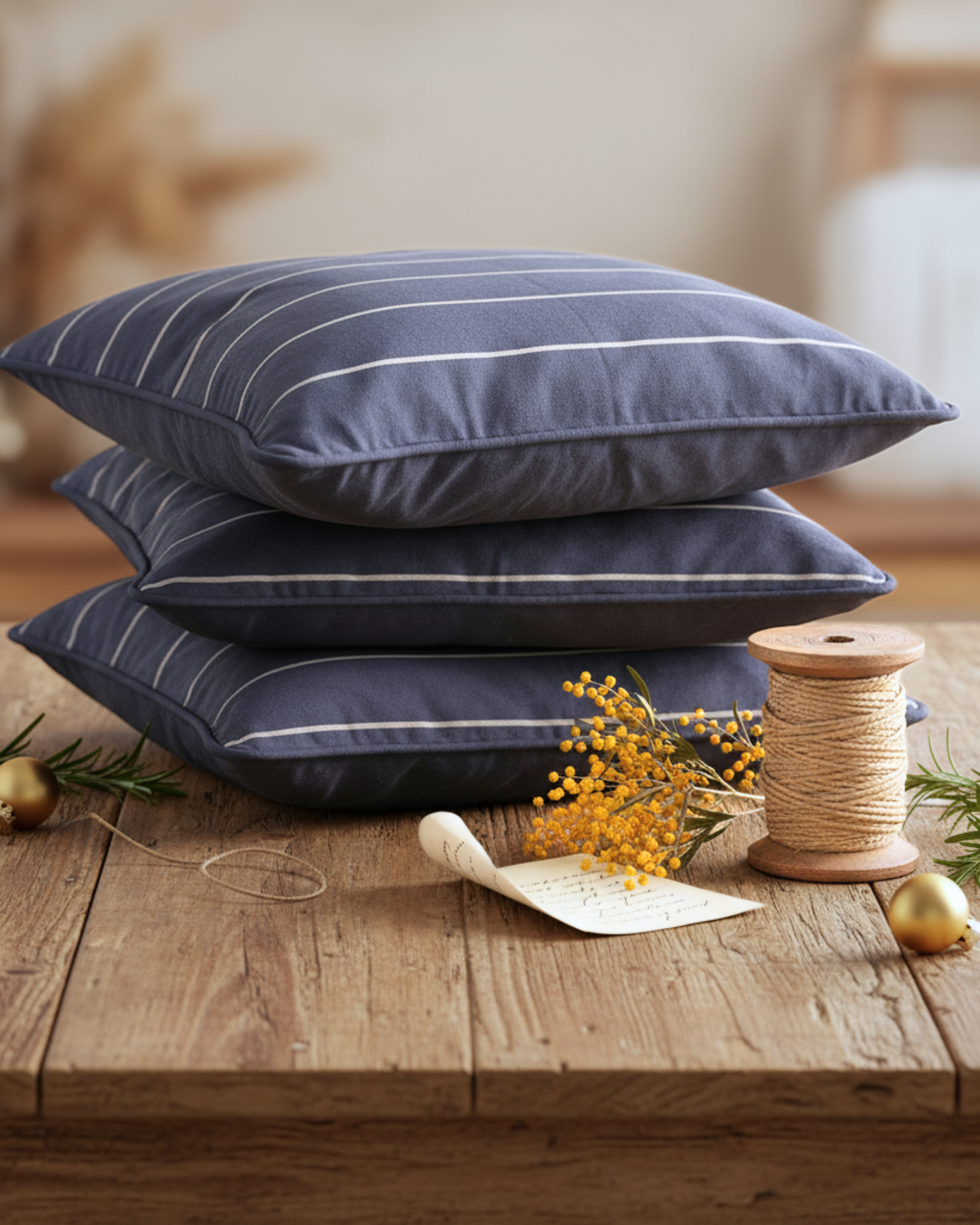 Organic Cotton Cushion Covers - Slate Stripes