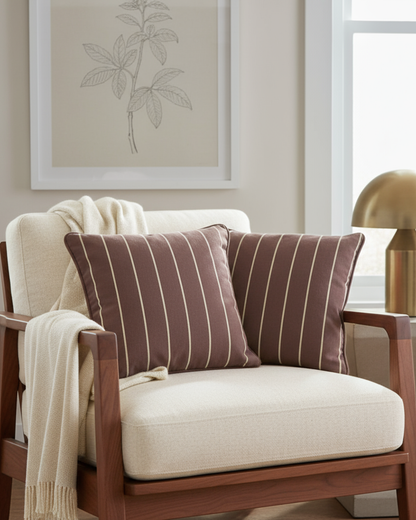 Small Organic Cotton Cushion Covers - Burnt Sienna Stripes