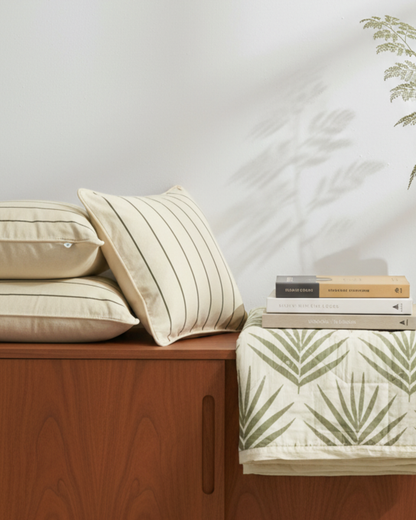 Euro Eucalyptus Stripes - Organic Cotton Cushion Covers