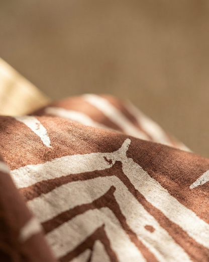 Organic Cotton Throw Blanket - Bangalow Palm Burnt Sienna