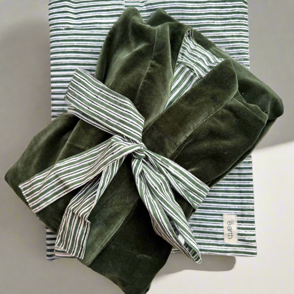 Cotton Velvet Dabu Kimono - Eucalypt Mallee