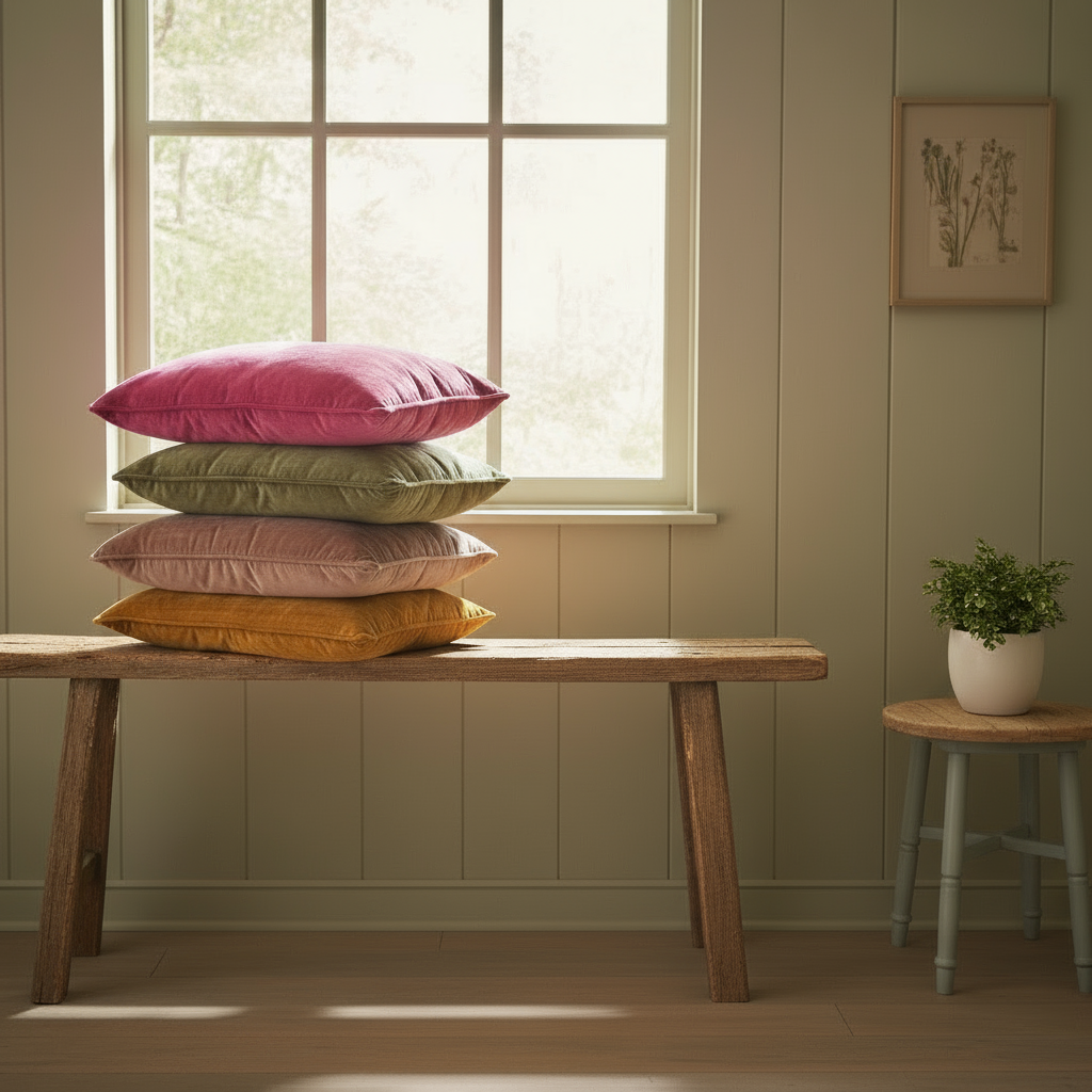 Velvet Cushion Cover - Cord Piped Edge