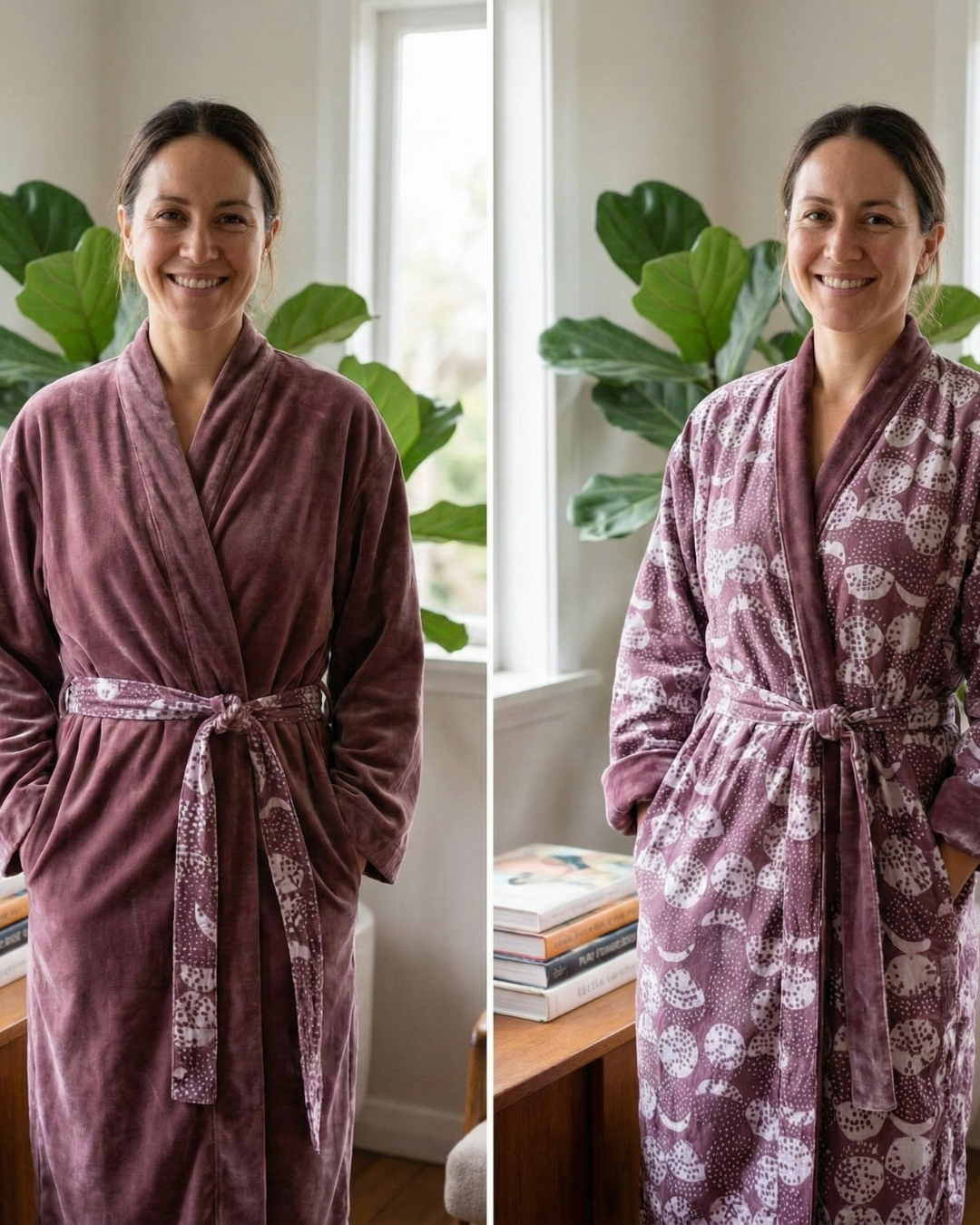 Cotton Velvet Dabu Kimono - Sand Drift