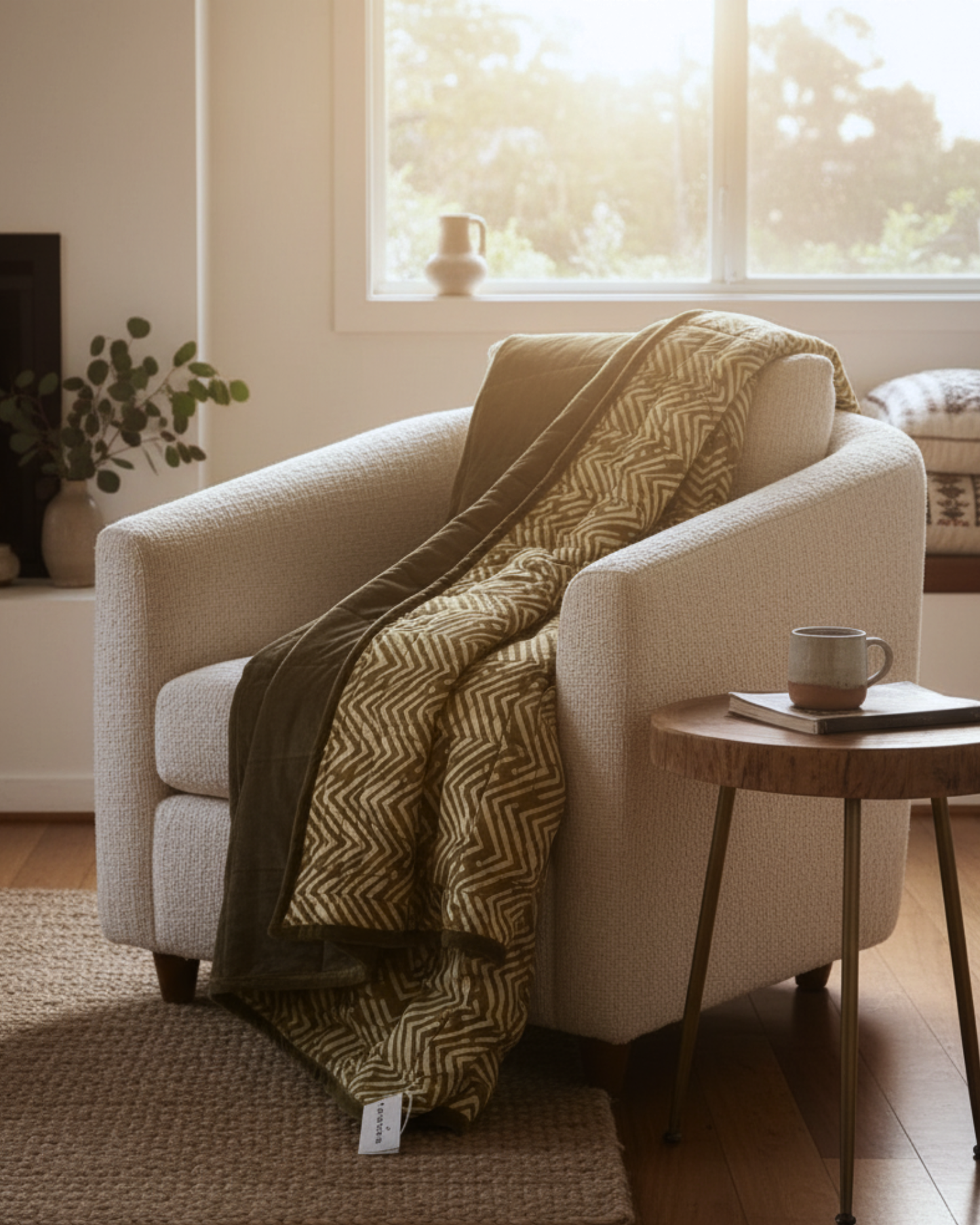 Cotton Velvet Reverse Dabu Print - Moss Creek