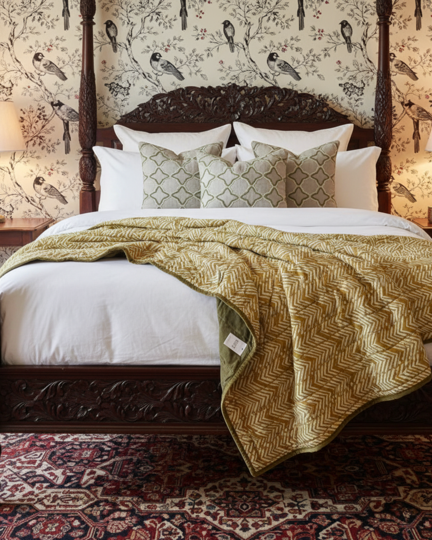 Cotton Velvet Reverse Dabu Print - Moss Creek