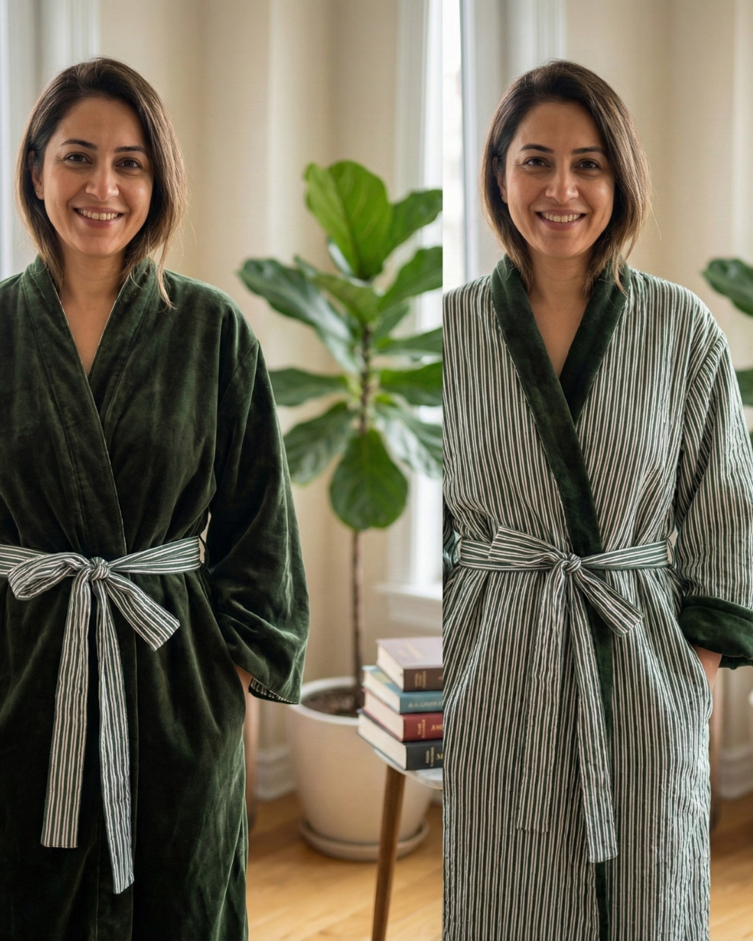 Cotton Velvet Dabu Kimono - Eucalypt Mallee