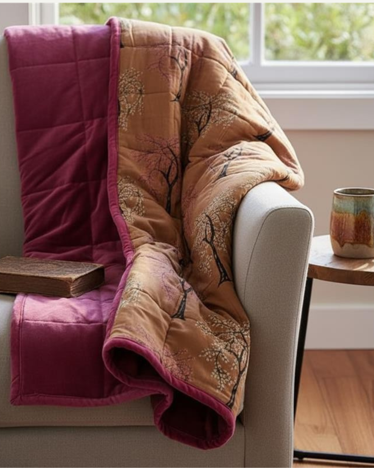 Cotton Velvet Reverse Dabu Print - Berry Ode