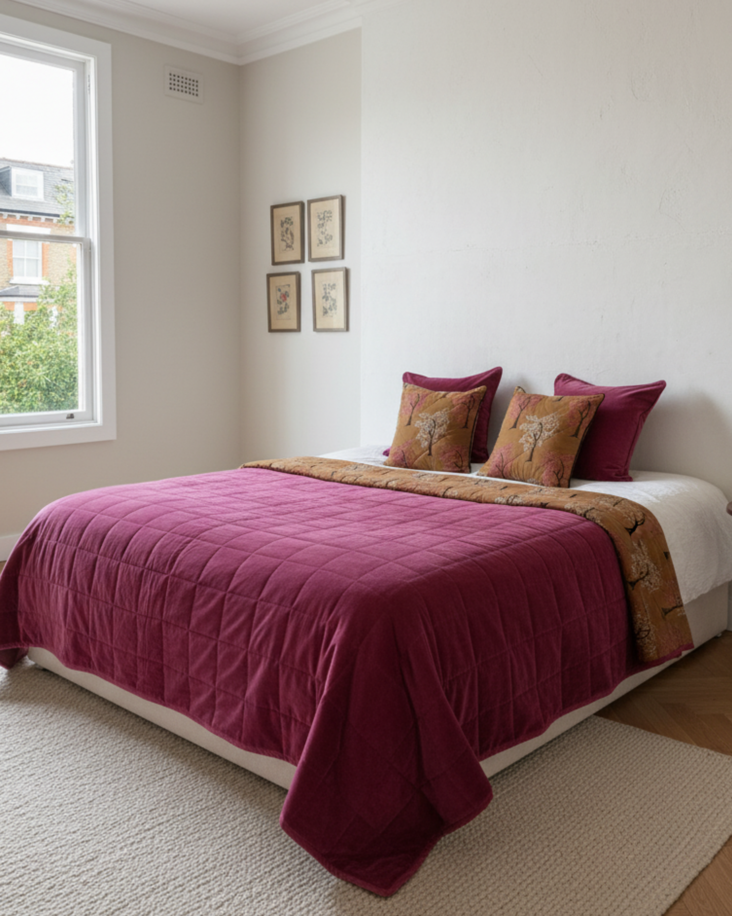 Cotton Velvet Reverse Dabu Print - Berry Ode