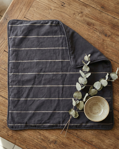 Small Organic Cotton Cushion Covers - Slate Stripes
