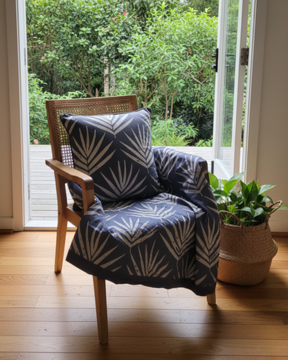 Organic Cotton Throw Blanket - Bangalow Palm Slate