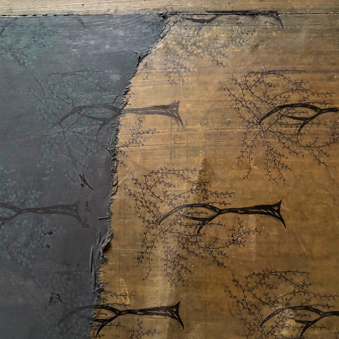 Cotton Velvet Reverse Dabu Print - Berry Ode