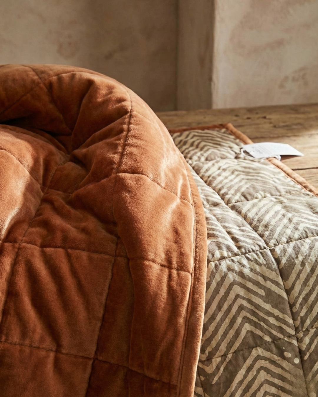 Cotton Velvet Reverse Dabu Print - Ochre Creek