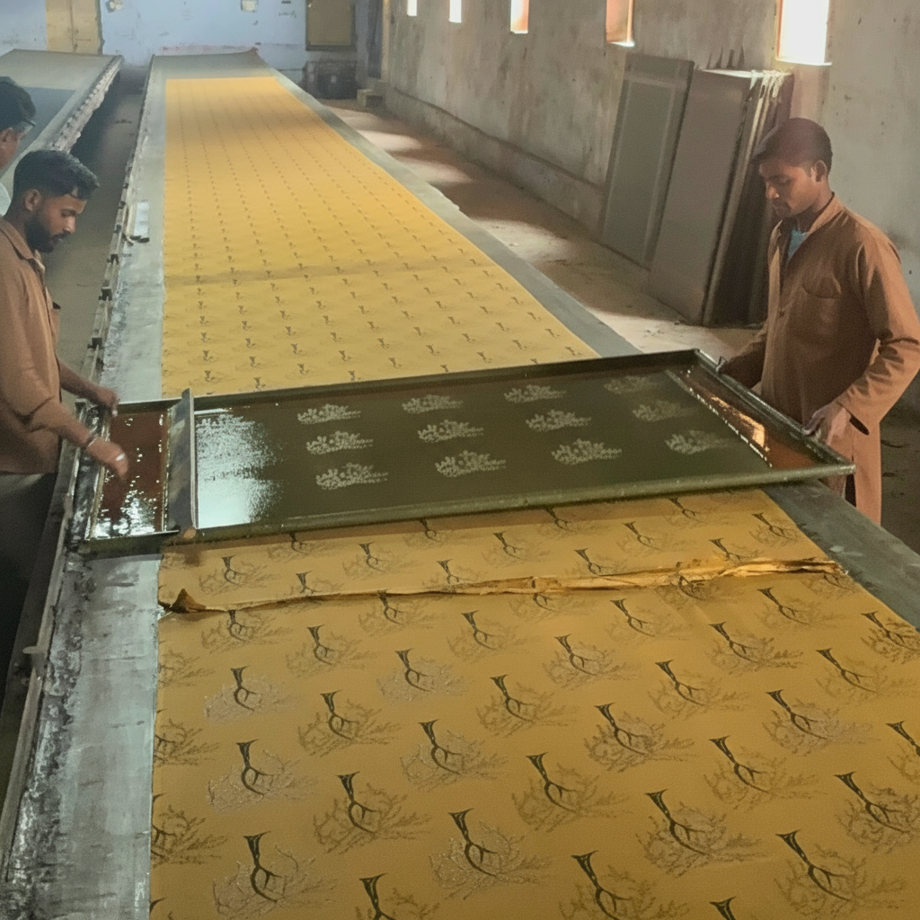 Cotton Velvet Reverse Dabu Print - Berry Ode