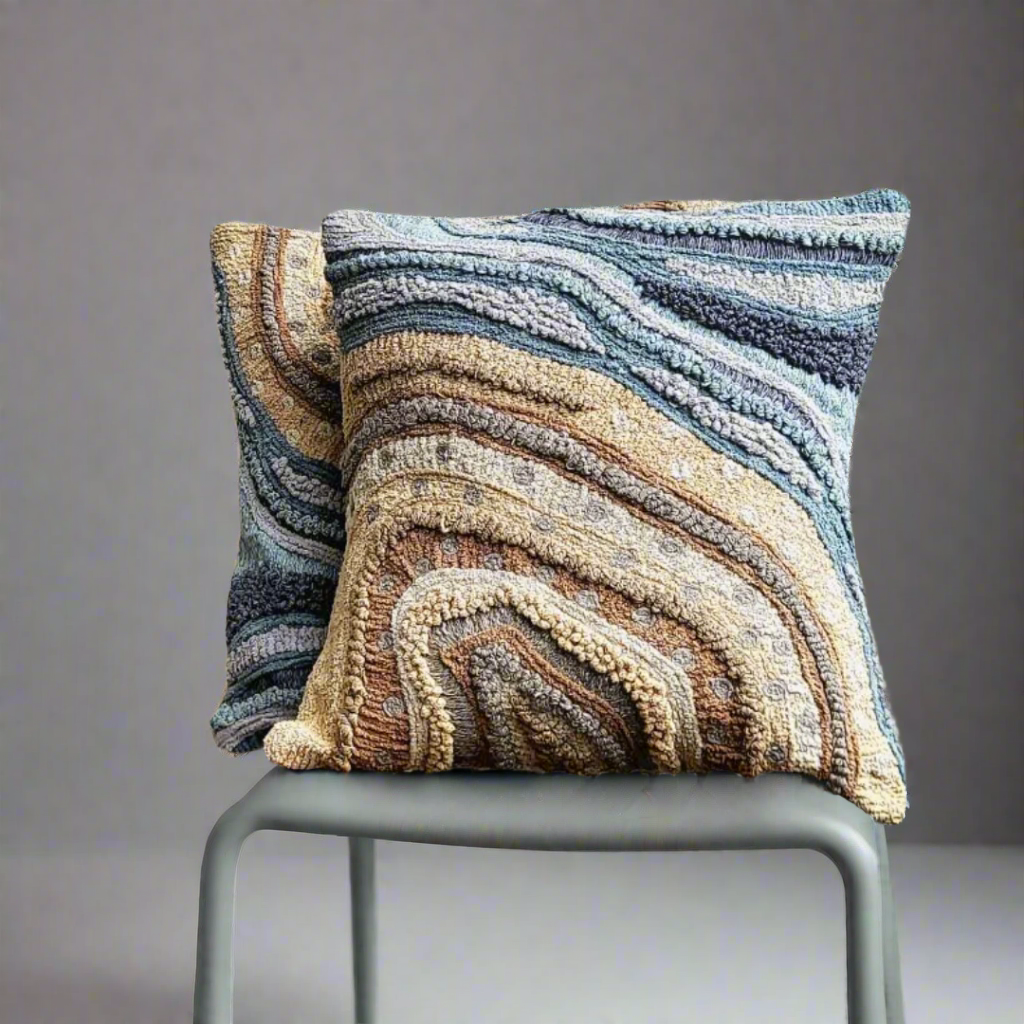 Sandstone - Chenille Embroidered Cushion Cover on Cotton