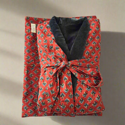 Charcoal Plum Velvet Kimono Coat - Reverse Dabu Cotton Inclusive