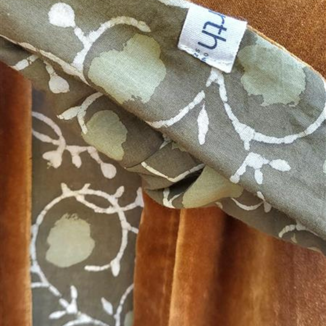 Cotton Velvet Dabu Kimono - Ochre Vine