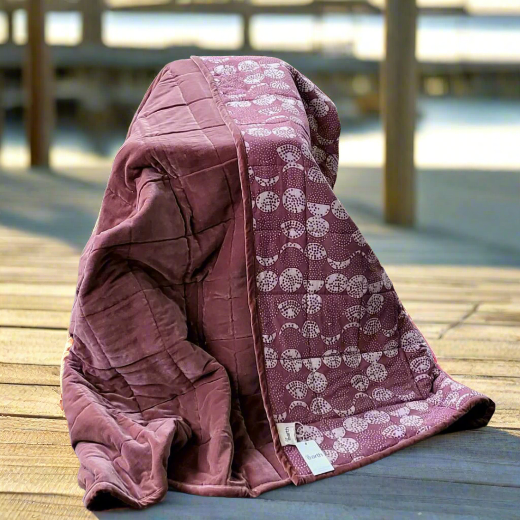 Cotton Velvet Reverse Dabu Print - Sand Drift