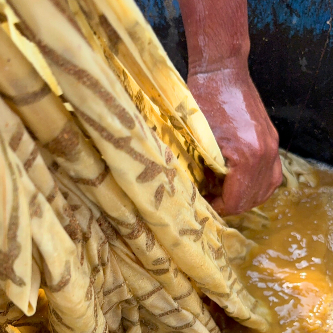 Cotton Velvet Dabu Kimono - Moss Earth