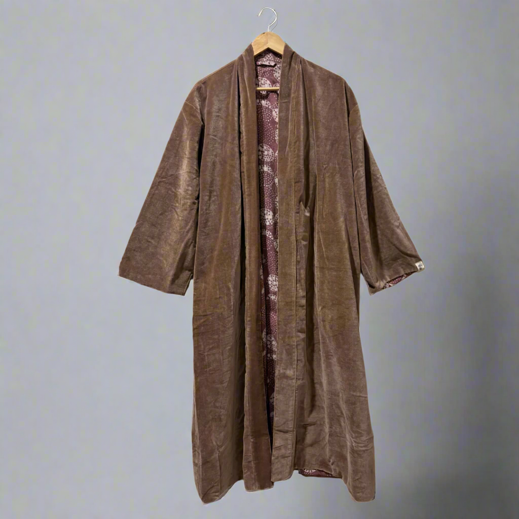 Cotton Velvet Dabu Kimono - Sand Drift