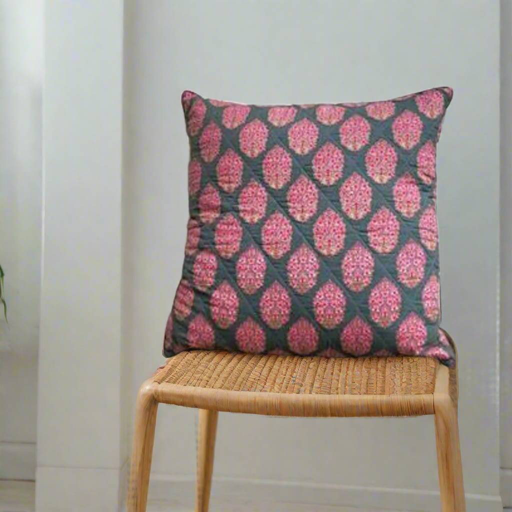 Sunset Bloom - Floral Print Cushion Cover on Quilted Cotton