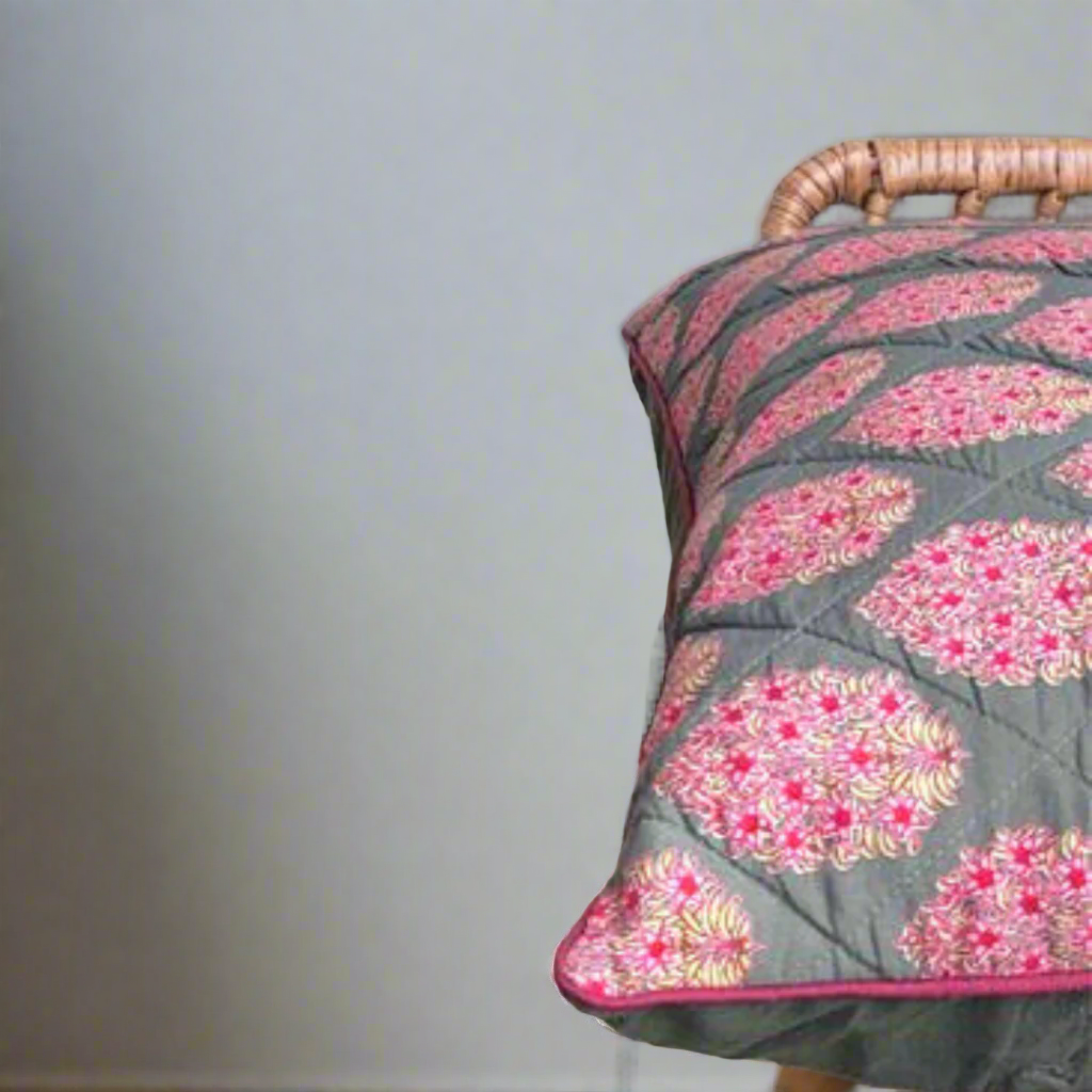 Sunset Bloom - Floral Print Cushion Cover on Quilted Cotton