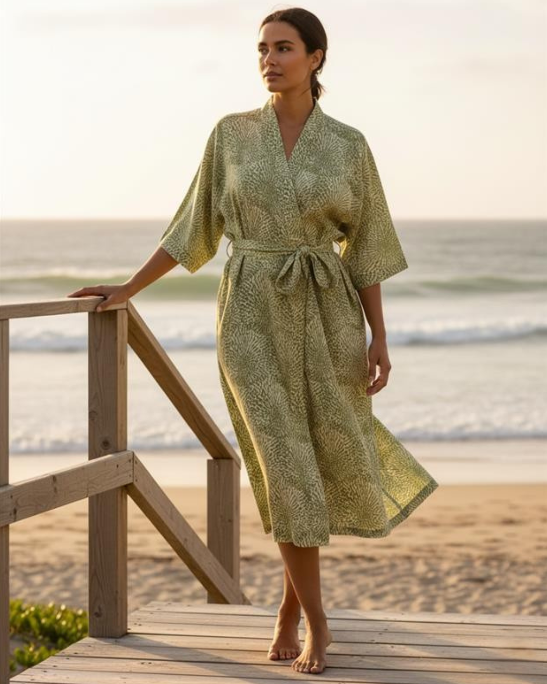 Organic Cotton Kimono - Billy Eucalyptus