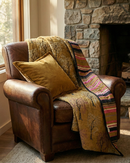 Ode Tree Ochre - Queen Quilt