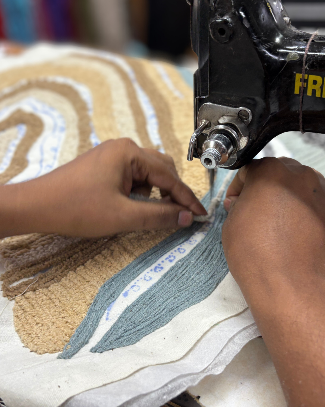 Sandstone - Chenille Embroidered Cushion Cover on Cotton