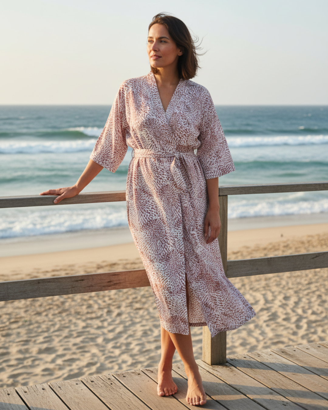 Organic Cotton Kimono - Billy Desert Rose