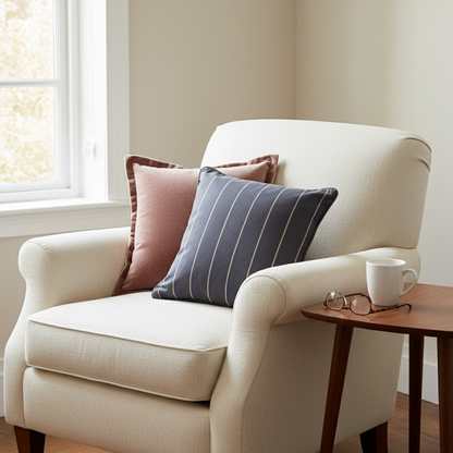 Small Organic Cotton Cushion Covers - Slate Stripes
