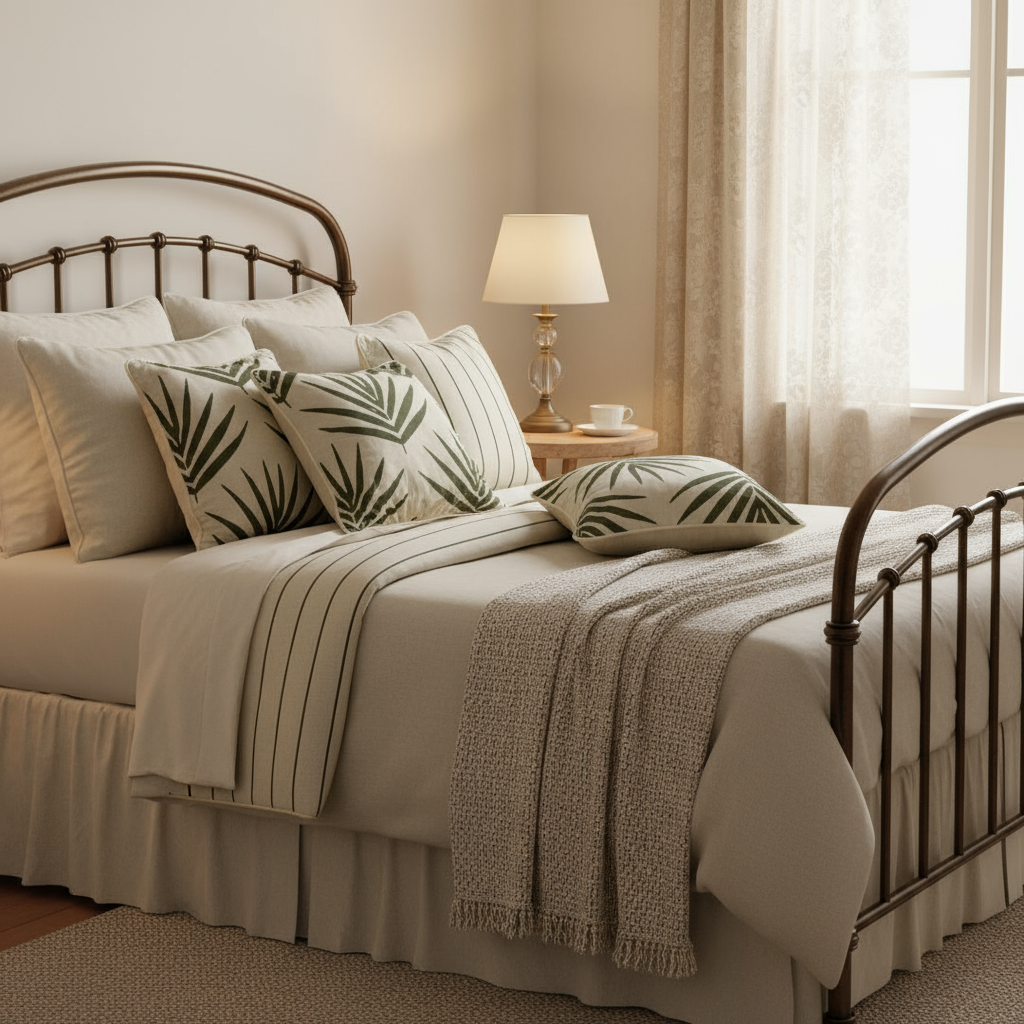 Organic Cotton Cushion Covers - Eucalyptus Stripes