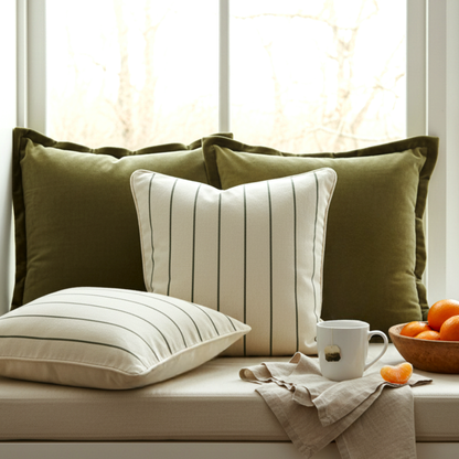 Euro Eucalyptus Stripes - Organic Cotton Cushion Covers