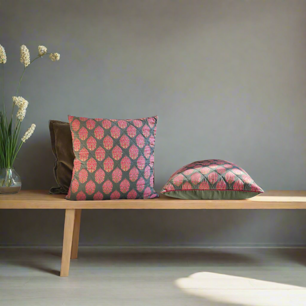 Sunset Bloom - Floral Print Cushion Cover on Quilted Cotton