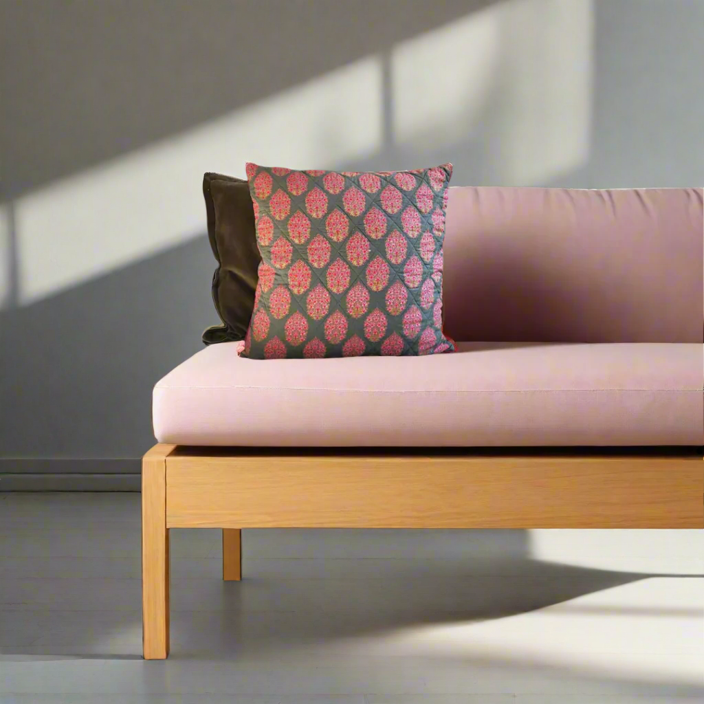 Sunset Bloom - Floral Print Cushion Cover on Quilted Cotton