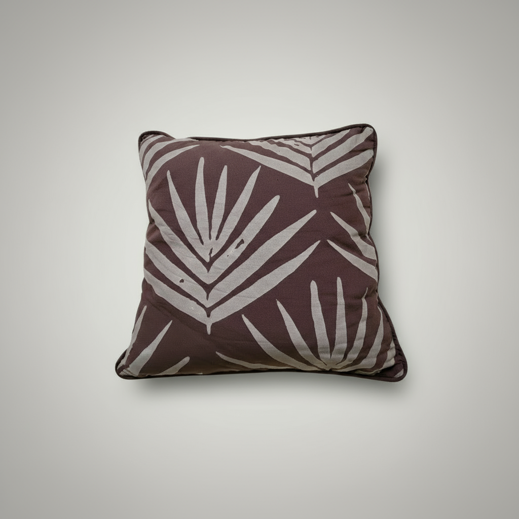 Organic Cotton Cushion Covers - Burnt Sienna Bangalow Palms