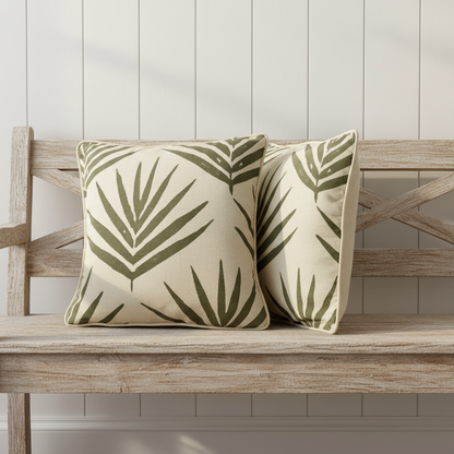 Small Organic Cotton Cushion Covers - Eucalyptus Bangalow Palms