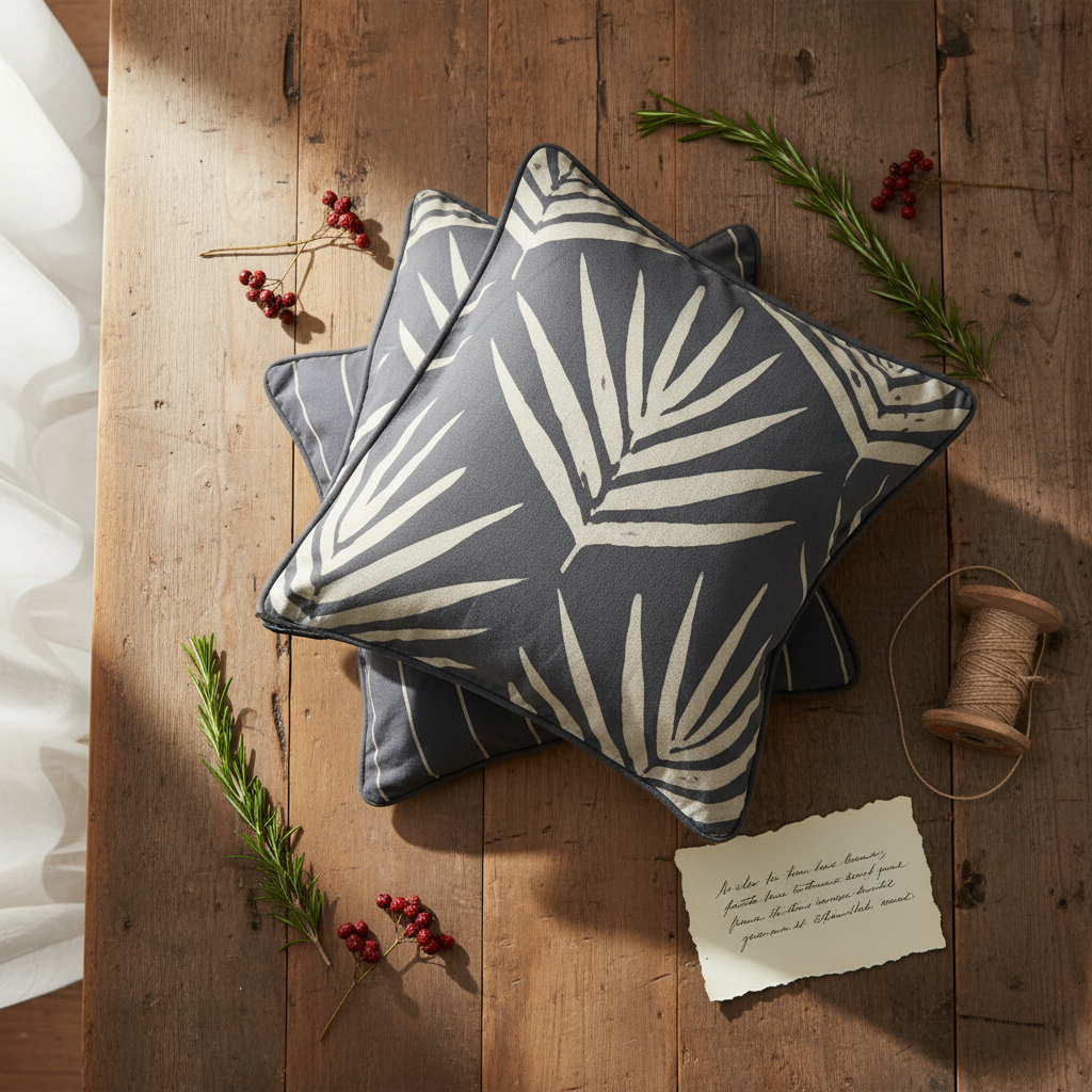 Organic Cotton Cushion Covers - Slate Bangalow Palms