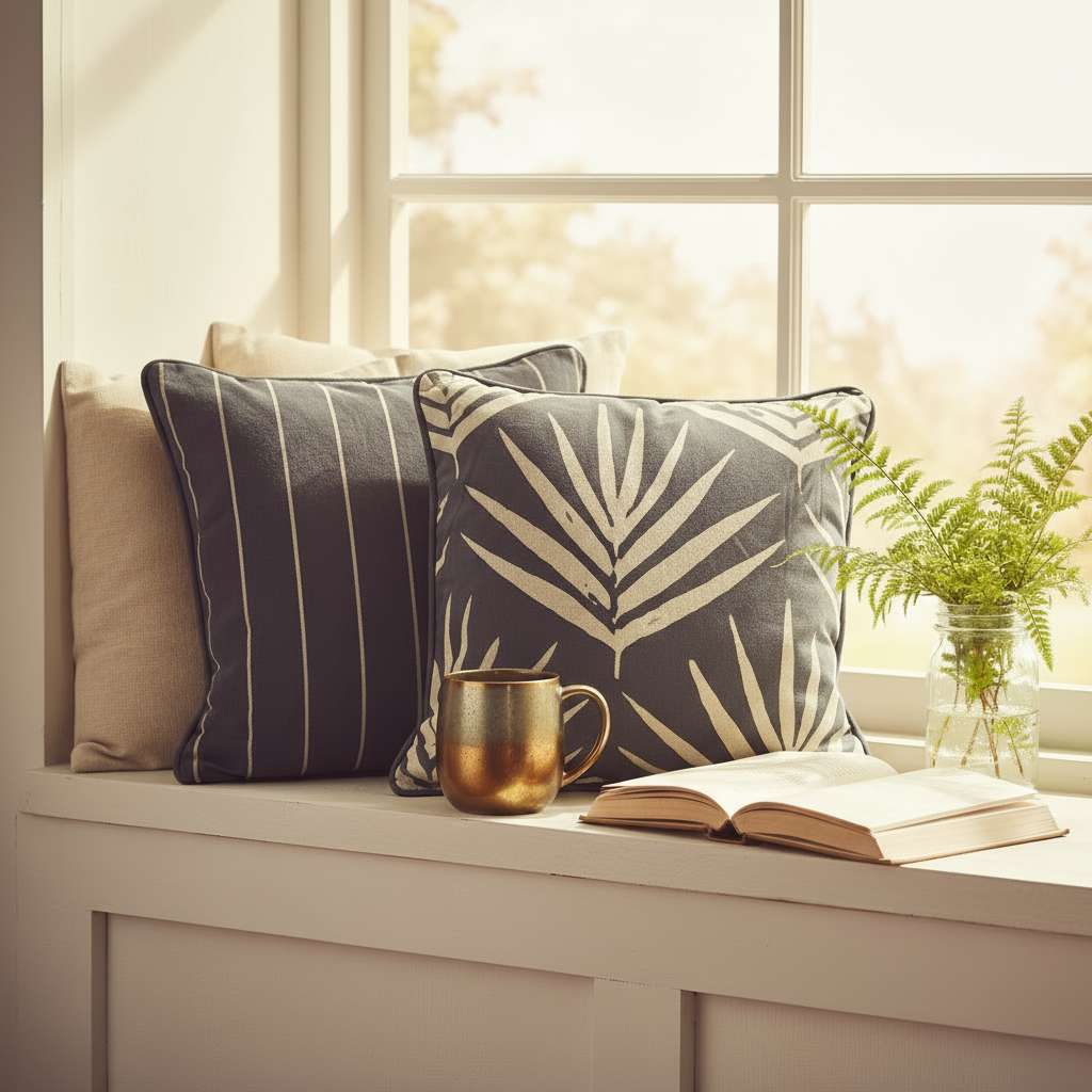 Organic Cotton Cushion Covers - Slate Stripes