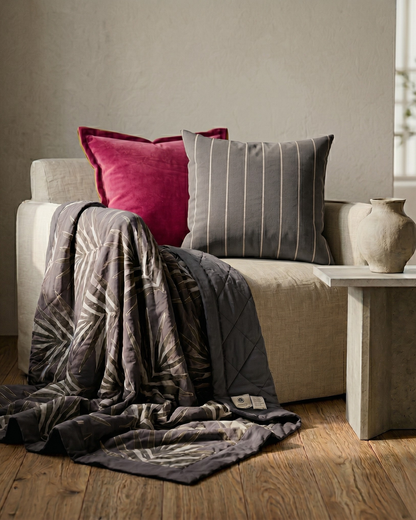 Organic Cotton Throw Blanket - Bangalow Palm Slate