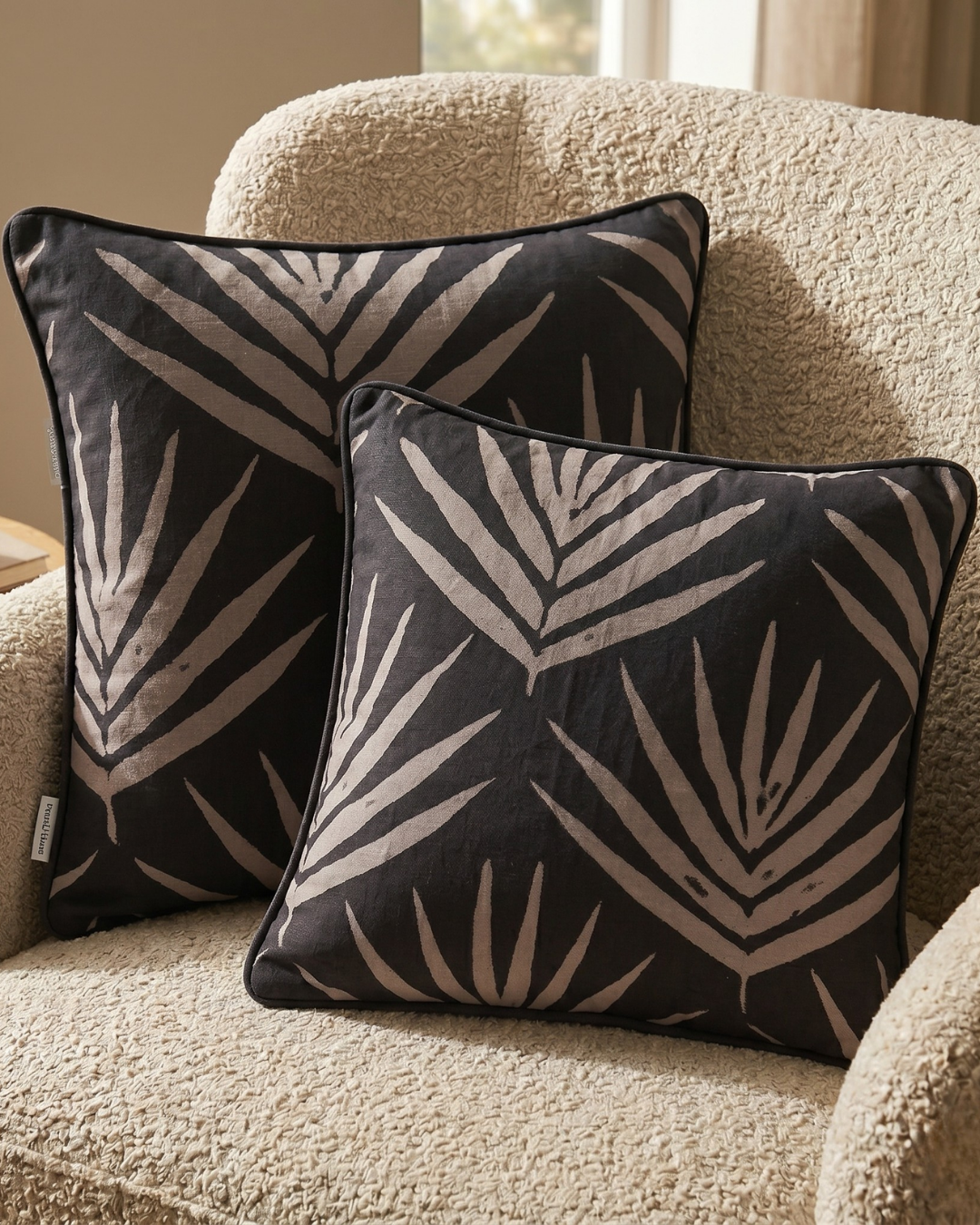 Organic Cotton Cushion Covers - Slate Bangalow Palms