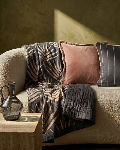 Organic Cotton Throw Blanket - Bangalow Palm Slate