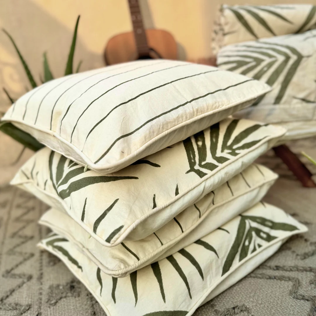 Organic Cotton Cushion Covers - Eucalyptus Stripes